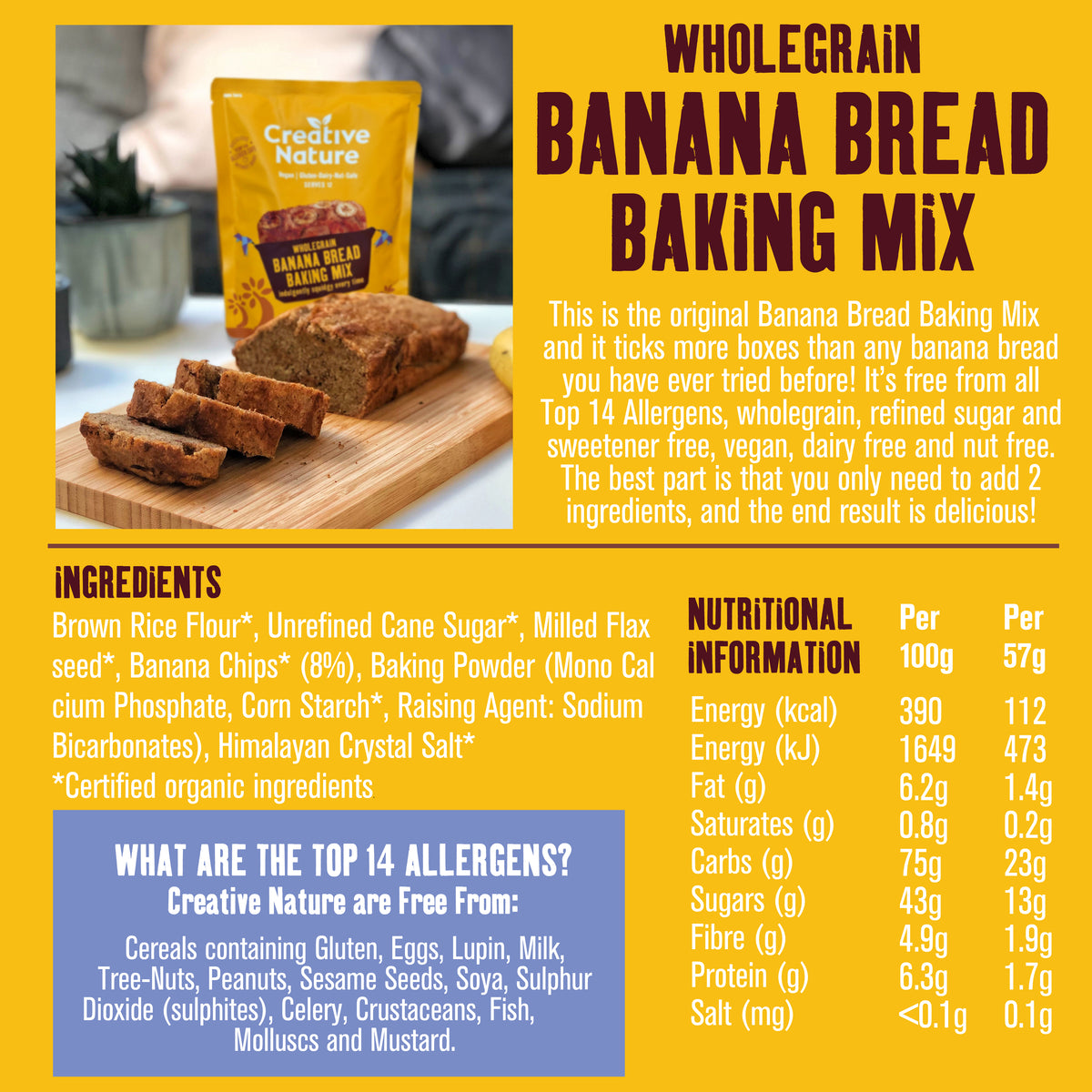 Organic Wholegrain Banana Bread Baking Mix